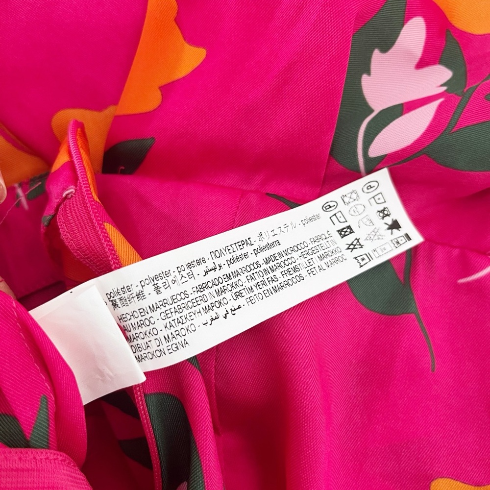Zara Hot Pink Floral High-Neck Jumpsuit | M - Picture 9 of 10